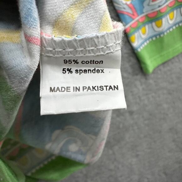 Barbara Gerwit Women's XL Colorful V-Neck Top Paisley Design Fun Bright Vacation - Picture 7 of 10